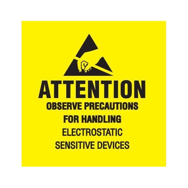 Decker Tape Products Label, DL9080, ATTENTION OBSERVE PRECAUTIONS FOR HANDLING, 2" X 2" DL9080 - main